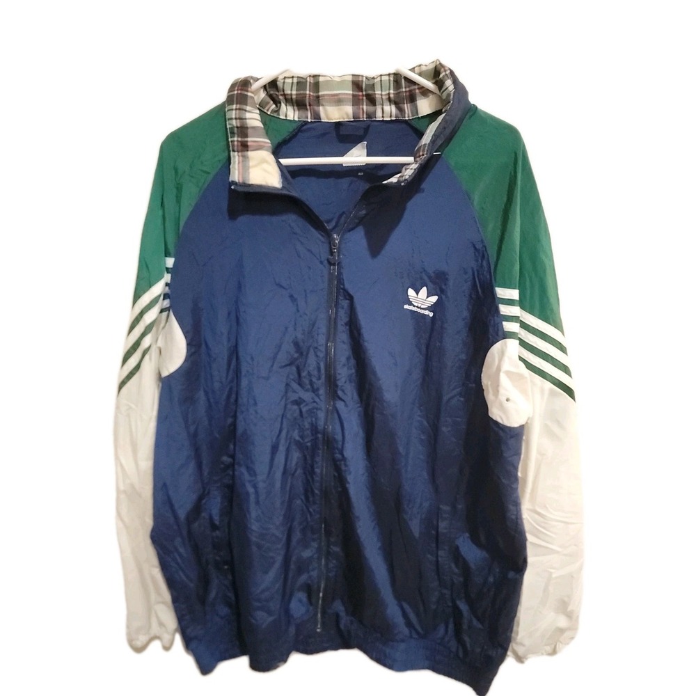 Adidas Skateboarding Track Jacket Men's 2XL Colorblock Plaid Full Zip Vintage